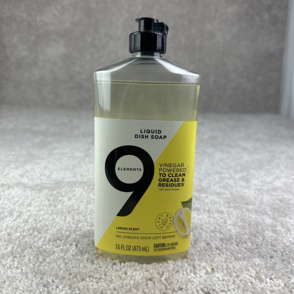 9 Elements Vinegar Powered Dish Soap 16 oz - Lemon Scent‎